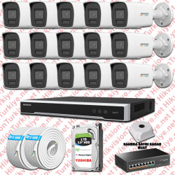 Hikvision 15 İp Güvenlik Kamerası Seti 4mp Colorvu Hibrit